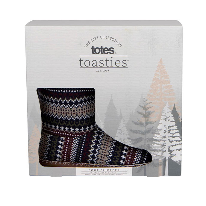 totes Mens Fair isle Boot Slipper Multi Extra Image 2